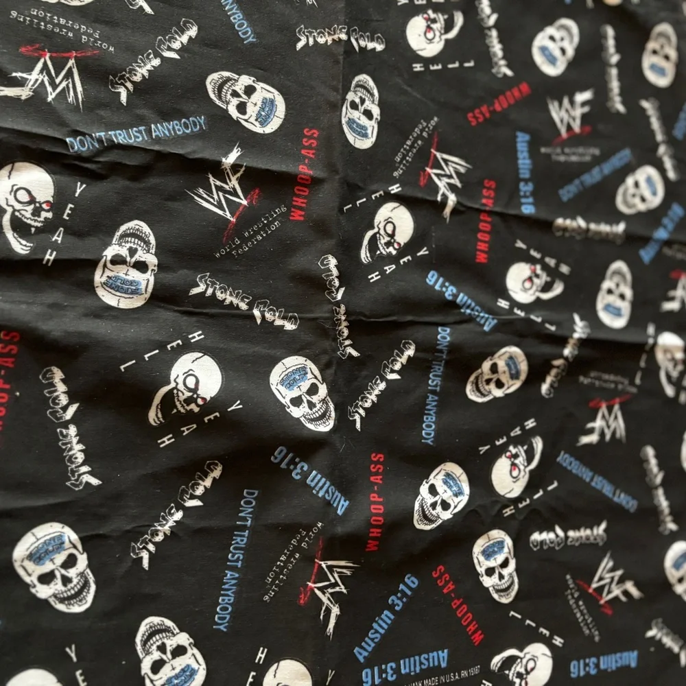 WWF Stone Cold Steve Austin 3:16 Black Skull Print Bandana